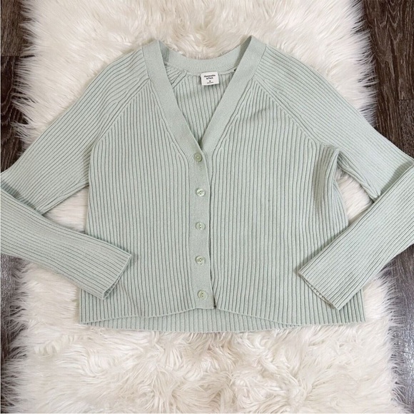 Abercrombie & Fitch Cardigan Sweater ribbed‎ green XL - Picture 2 of 6